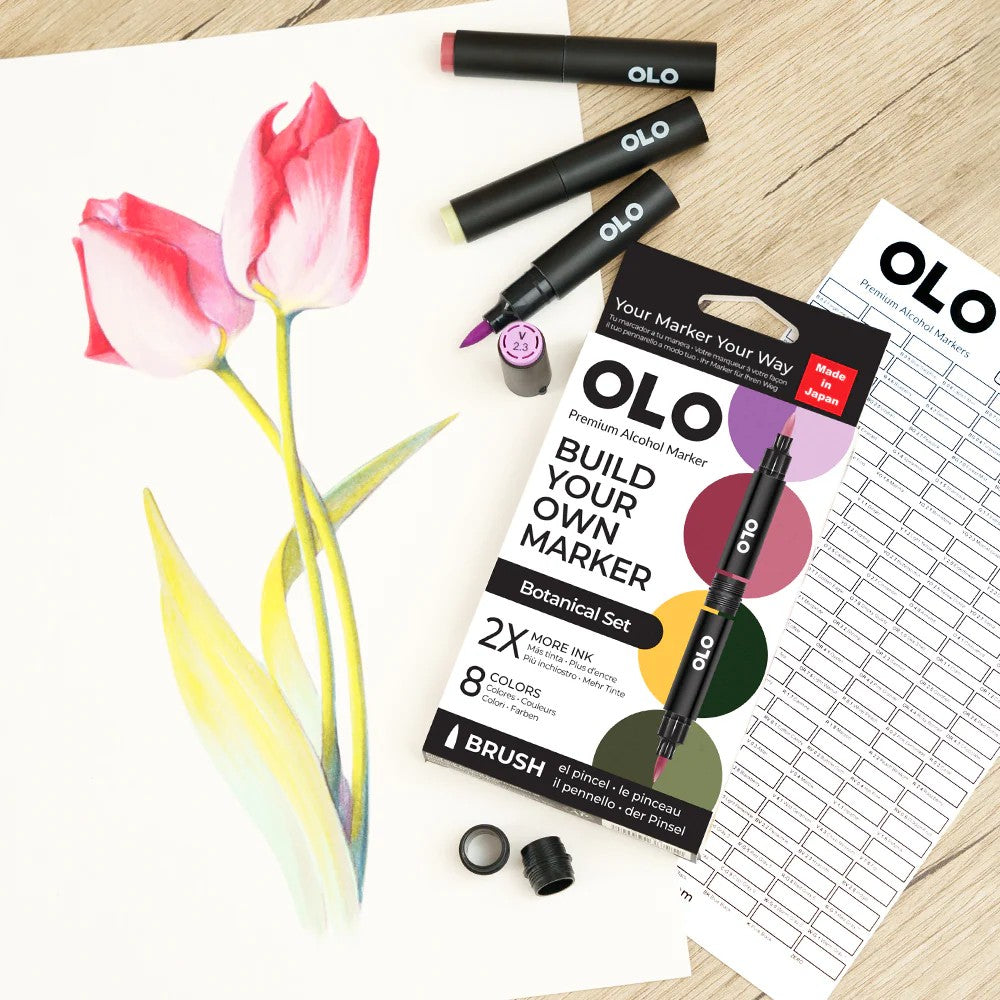 Olo Marker - Brush Botanical Set 8 unidades