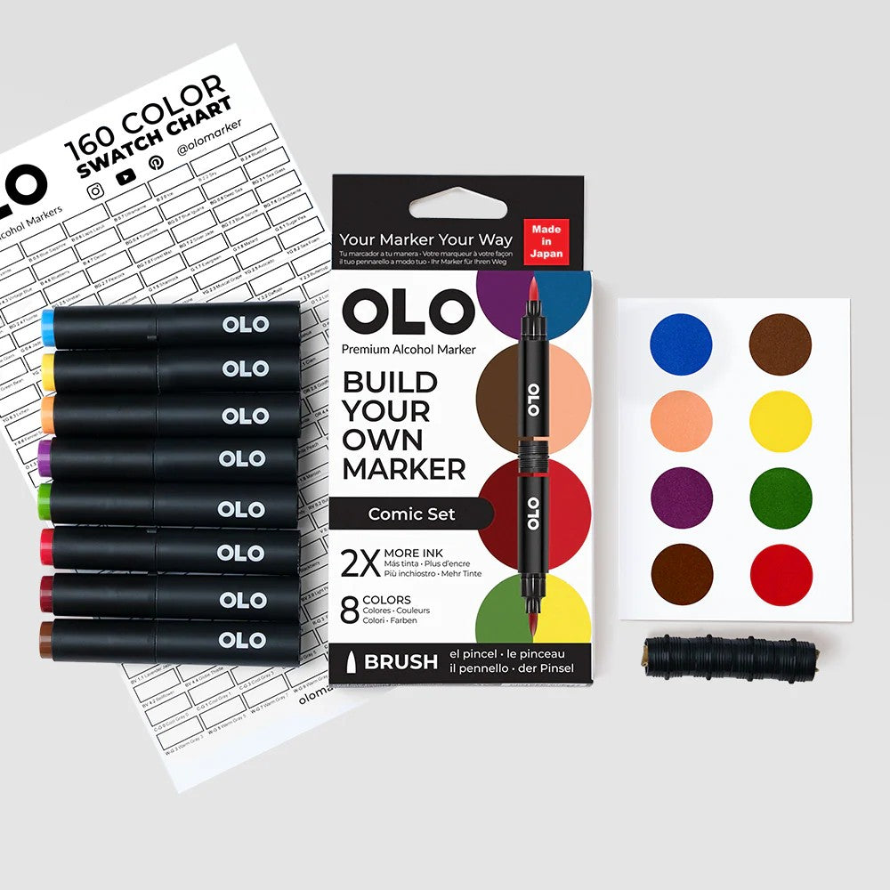 Olo Marker - Brush Comic Set 8 unidades