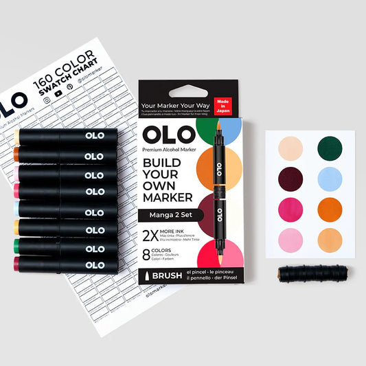 Olo Marker - Brush Manga 2 - Set 8 unidades