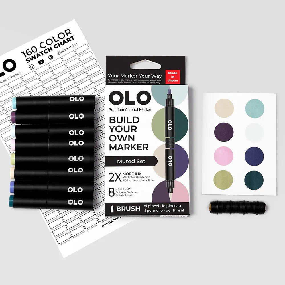 Olo Marker - Brush Muted Set 8 unidades