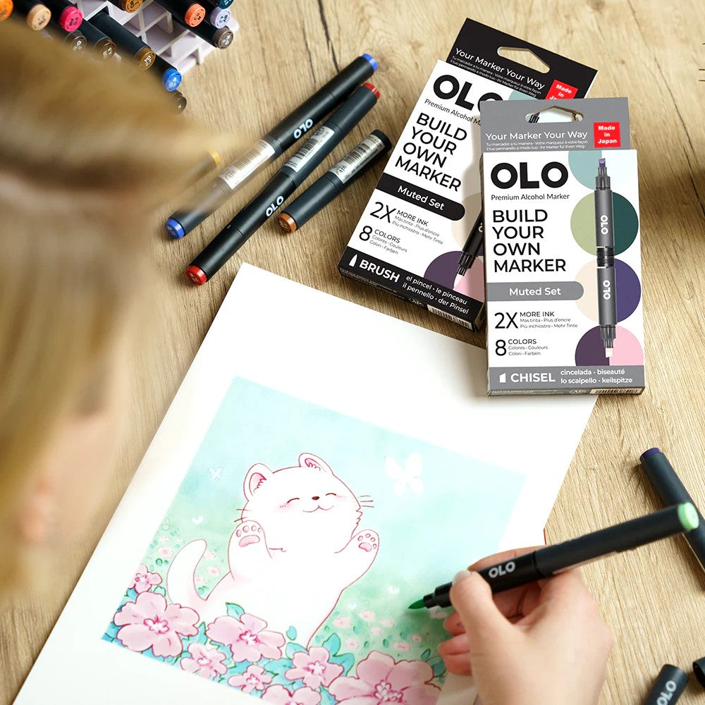 Olo Marker - Brush Muted Set 8 unidades