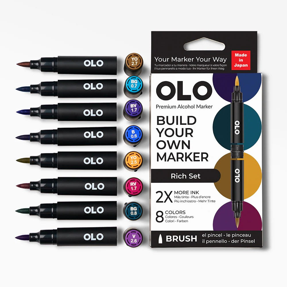 Olo Marker - Brush Rich Set 8 unidades