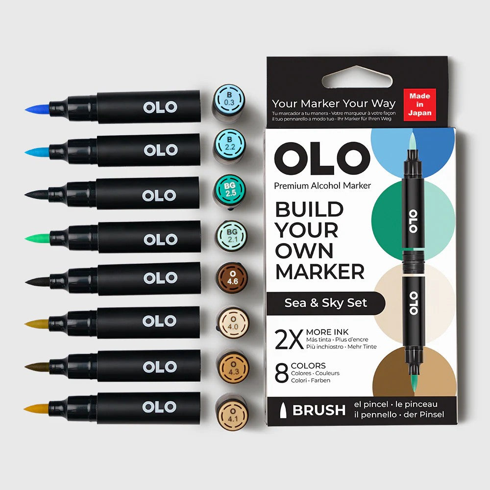 Olo Marker - Brush Sea & Sky Set 8 unidades