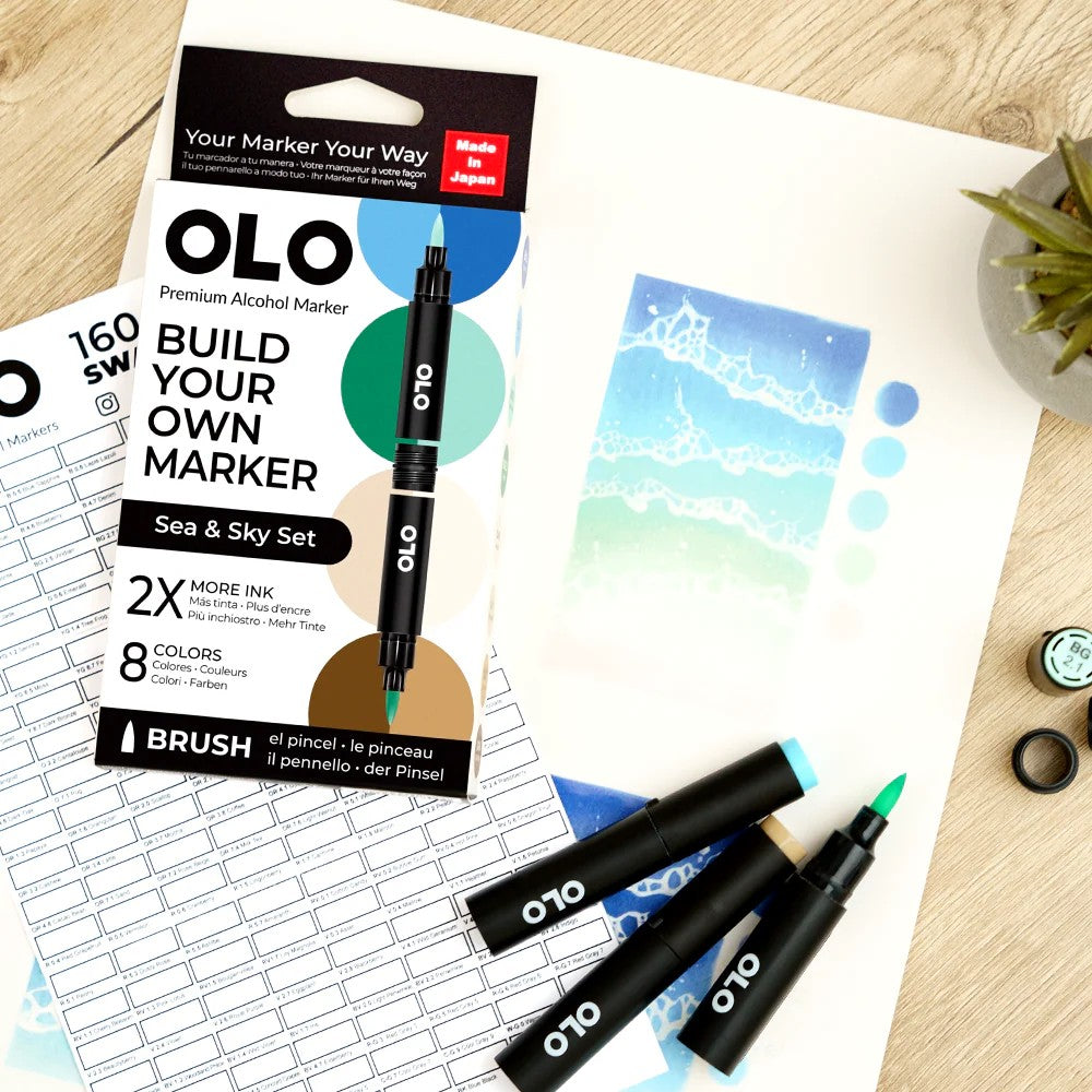 Olo Marker - Brush Sea & Sky Set 8 unidades