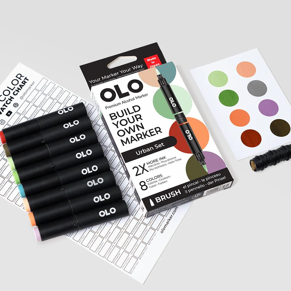 Olo Marker - Brush Urban Set 8 unidades