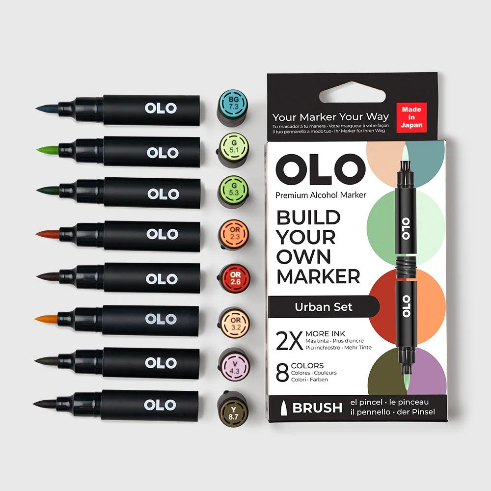 Olo Marker - Brush Urban Set 8 unidades