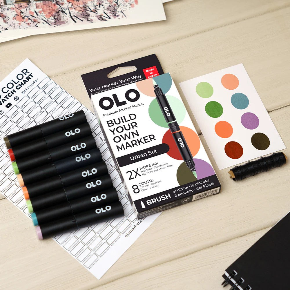 Olo Marker - Brush Urban Set 8 unidades