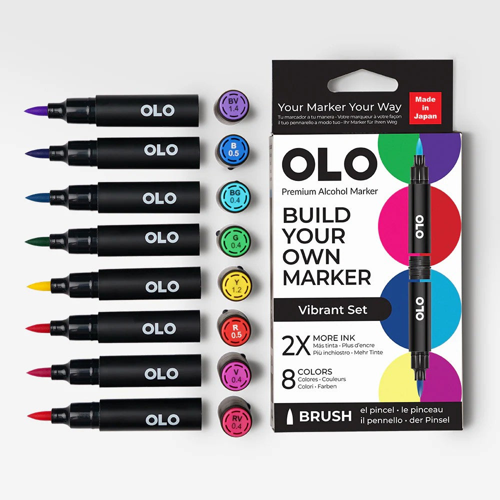 Olo Marker - Brush Vibrant Set 8 unidades