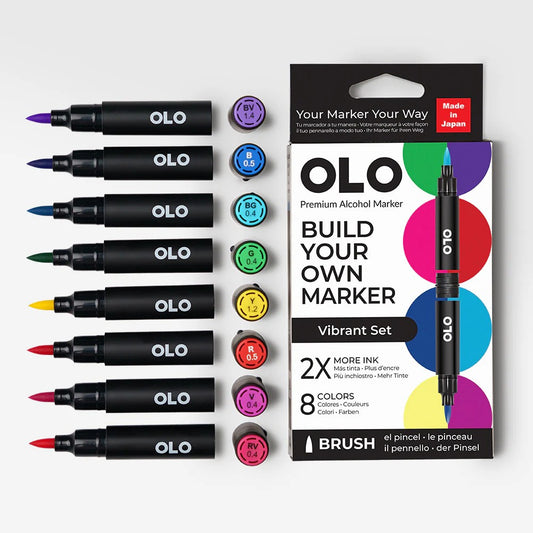 Olo Marker - Brush Vibrant Set 8 unidades