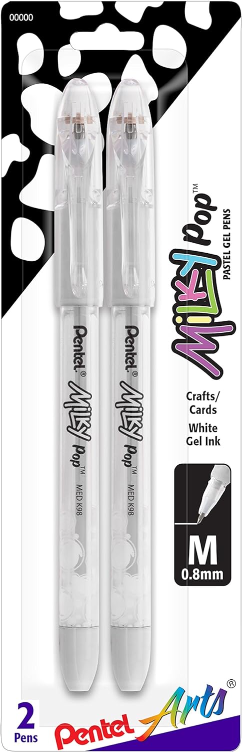 PENTEL - Bolígrafos Hybrid Milky (0.8mm) BLANCO - Set de 2