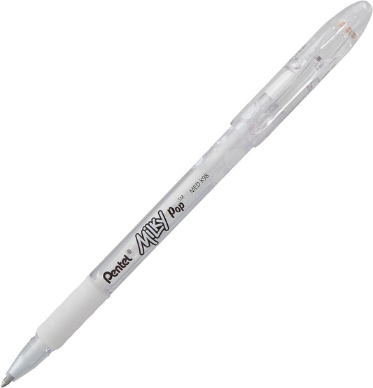 PENTEL - Bolígrafos Hybrid Milky (0.8mm) BLANCO - Set de 2