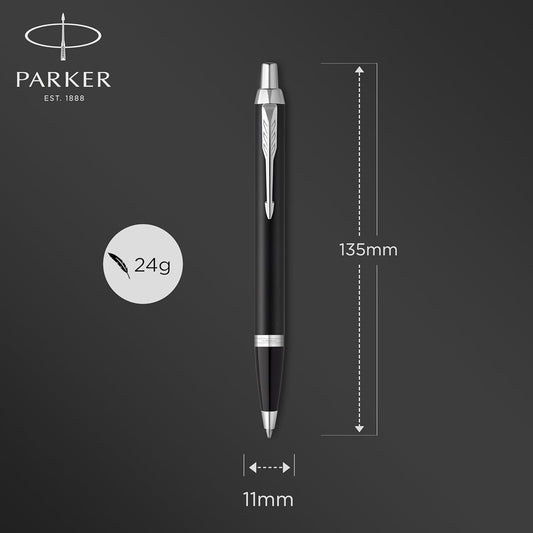 IM Chrome Trim Matte Black Ballpoint Pen