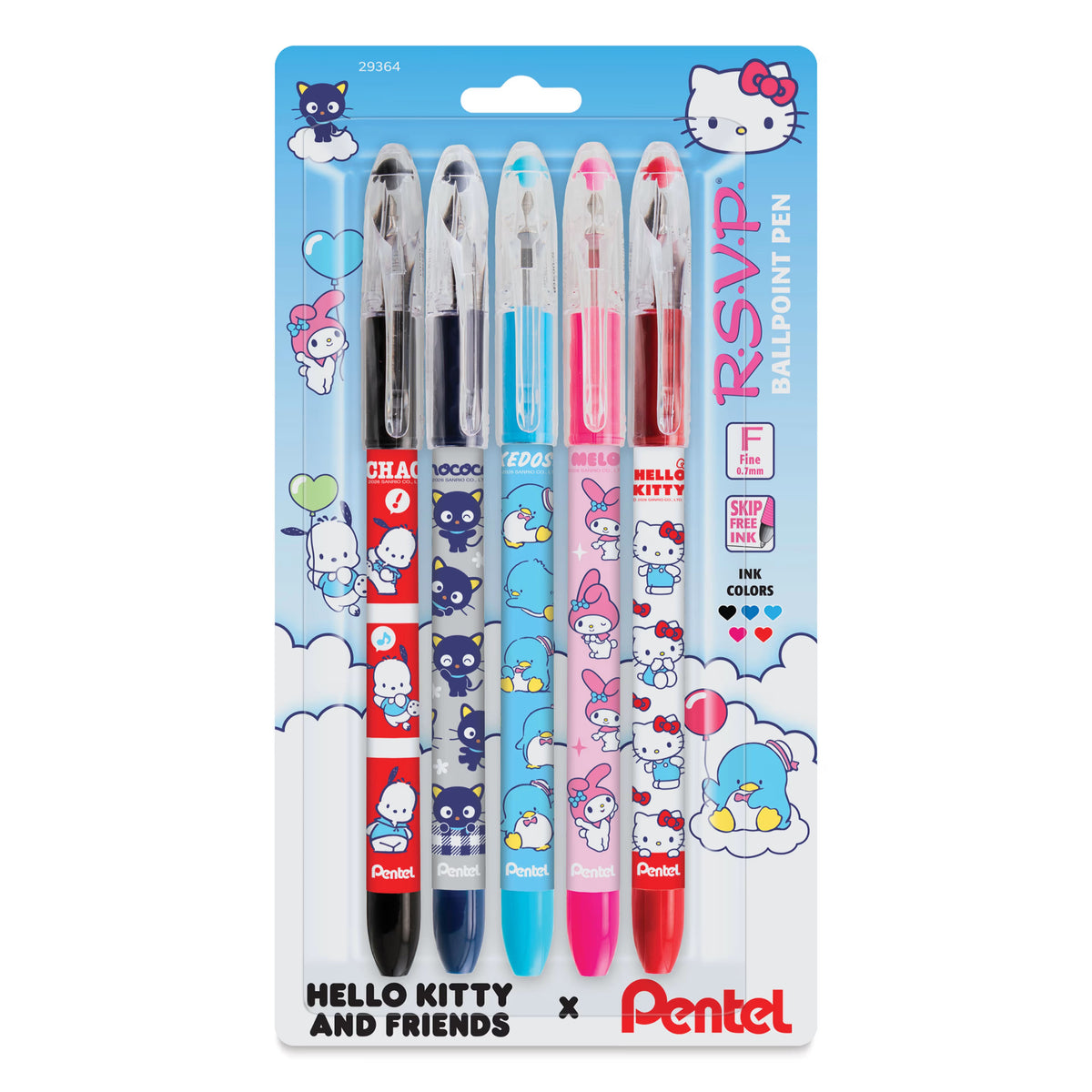 Pentel x Hello Kitty - RSVP Colors Ballpoint Bolígrafos Set de 5