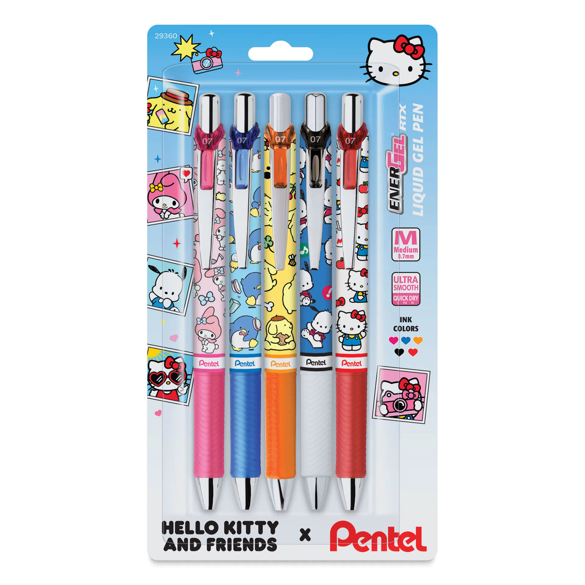 Pentel x Hello Kitty - RTX Boligrafo de Gel Set de 5