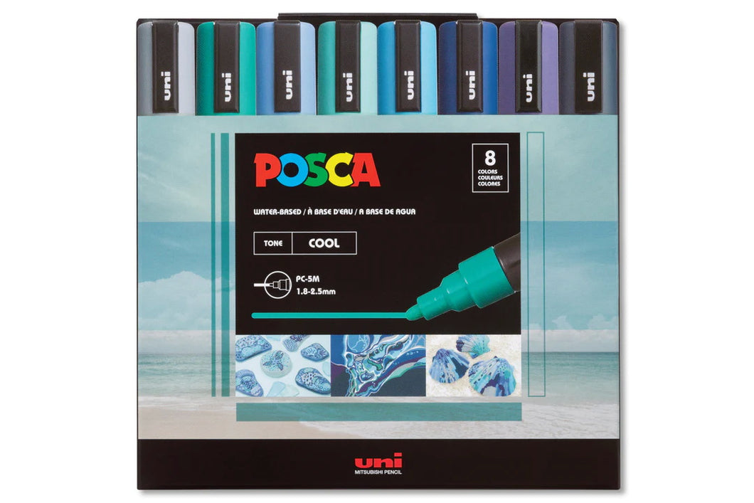 POSCA - Cool Tone Set (8) - PC-5M Punta Media