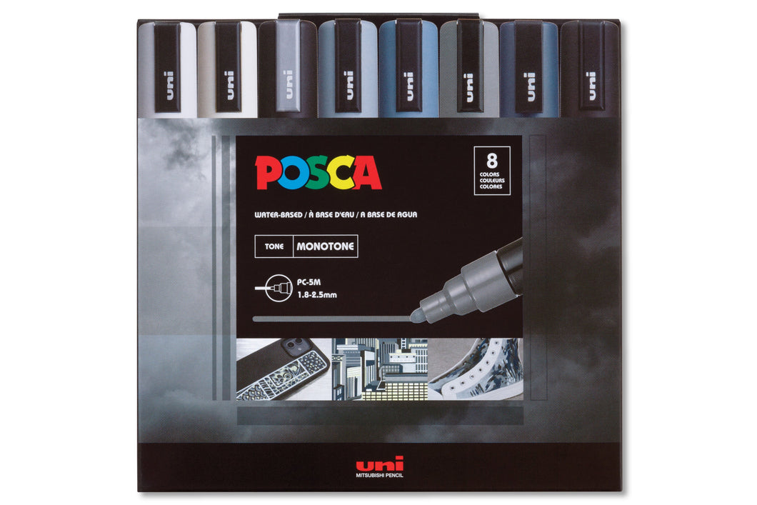 POSCA - Monotone Set (8) - PC-5M Punta Media