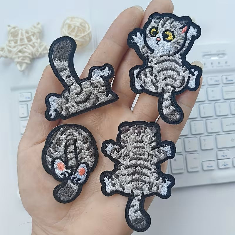 Parches Autoadhesivos - Gato Gris Travieso