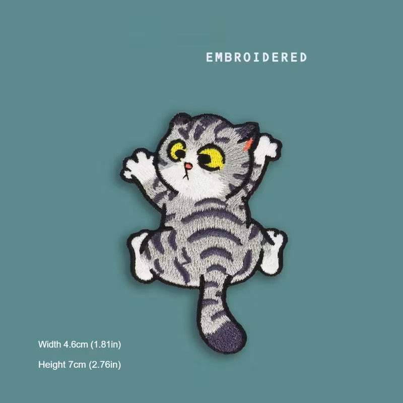 Parches Autoadhesivos - Gato Gris Travieso