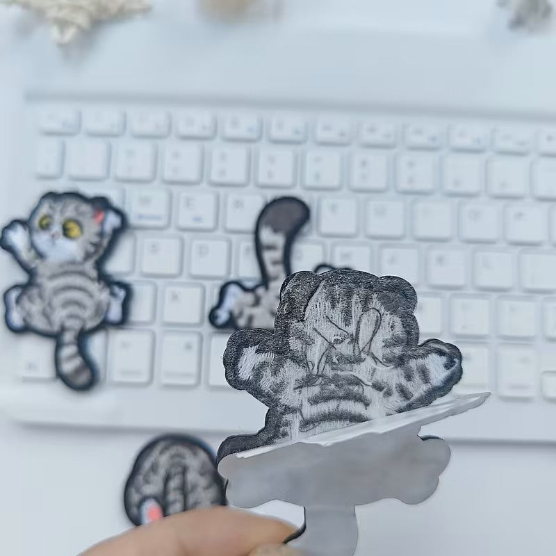 Parches Autoadhesivos - Gato Gris Travieso