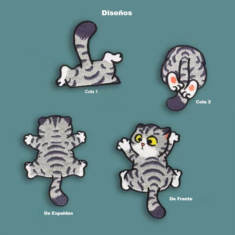 Parches Autoadhesivos - Gato Gris Travieso