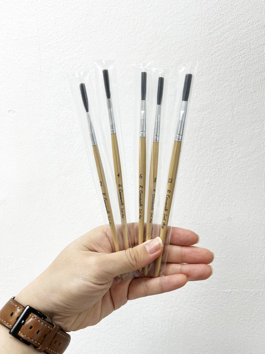 PINCELES CARNEVALE - KIT de 4 Pinceles de Cerdas Naturales (Chatos)