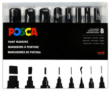 Cargar imagen en el visor de la galería, POSCA - Set de Marcadores 8 Tamaños de Punta (Color Negro Solamente)
