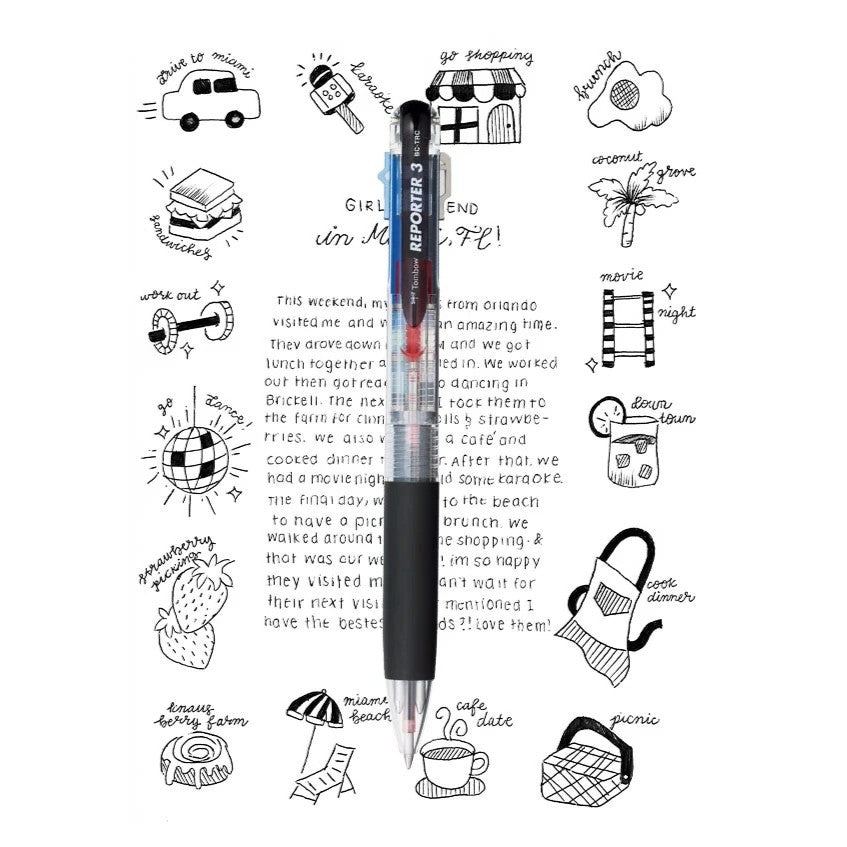 Tombow Reporter 3-Color Ballpoint Pen - Recambios de Tinta
