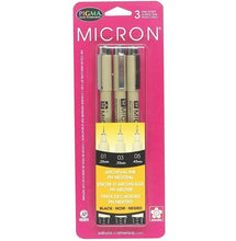 Load image into Gallery viewer, SAKURA - Pigma Micron Pen Sets, Black Ink, 3-Pen Set
