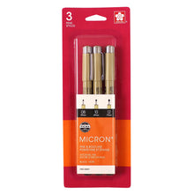 Load image into Gallery viewer, SAKURA - Pigma Micron Pen Sets, Black Ink, 3-Pen Set
