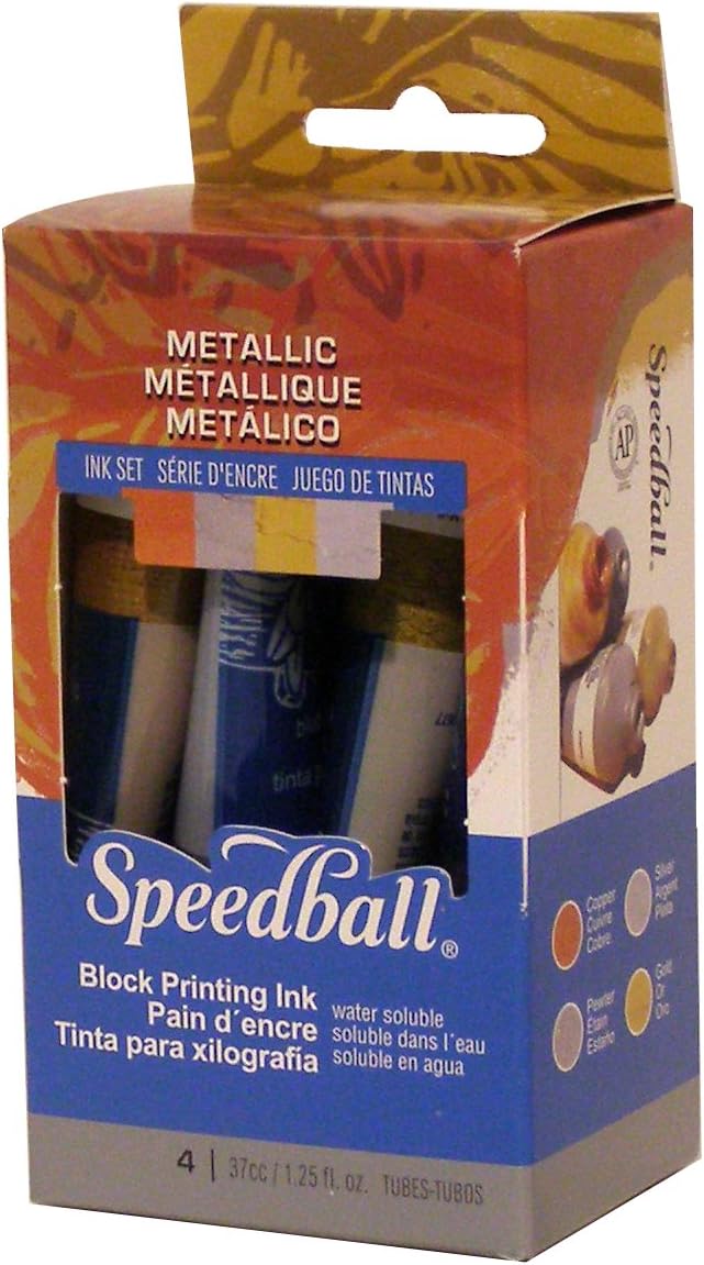 SPEEDBALL - Metallic Block Printing Ink Set de 4 - CAJA GOLPEADA DESCUENTO