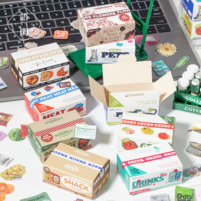 Stickers -  Mini Calcomanías Caja de Mercado - 50 piezas