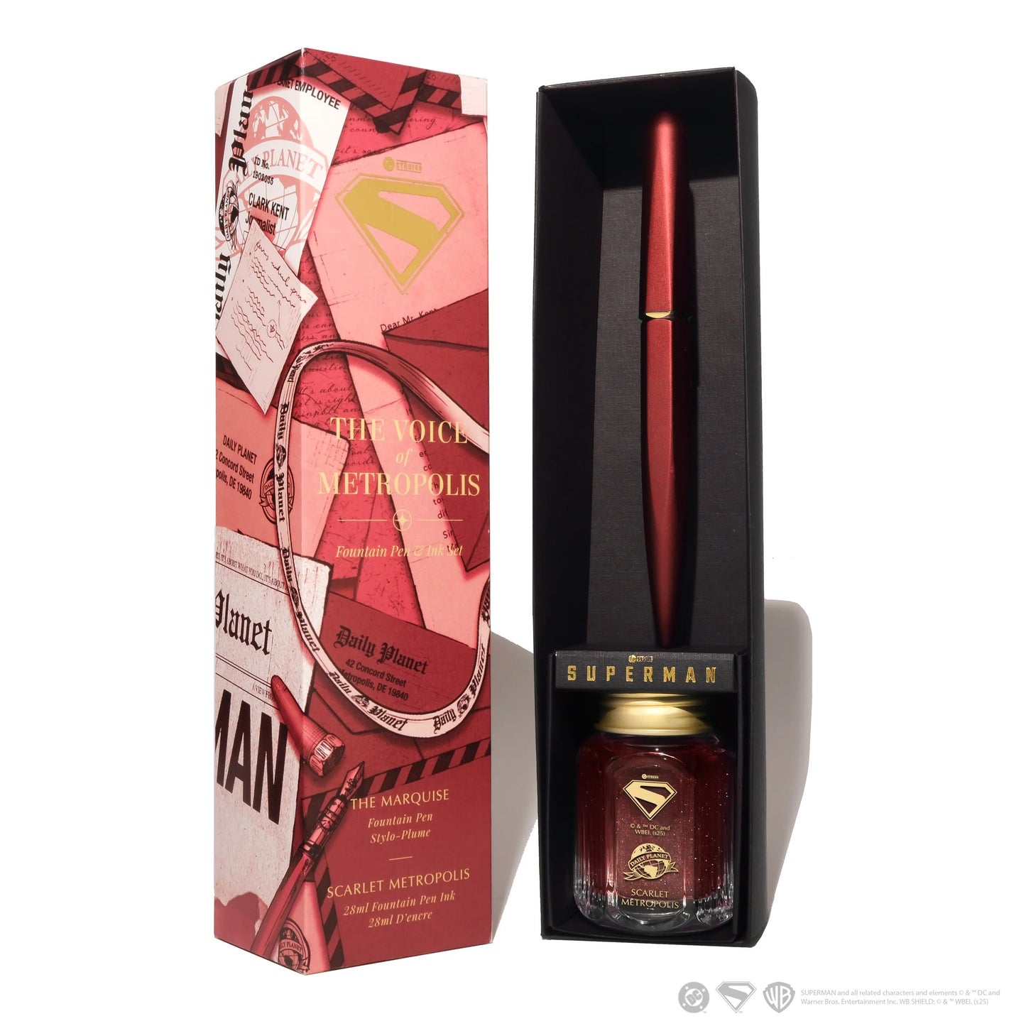 Ferris Wheel Press - Marquise Fountain Pen | Superman Pen and Ink Set | The Voice of Metropolis