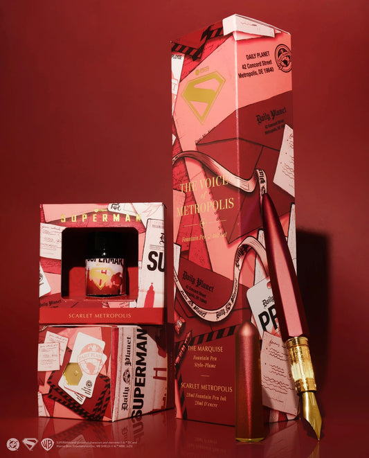 Ferris Wheel Press - Marquise Fountain Pen | Superman Pen and Ink Set | The Voice of Metropolis