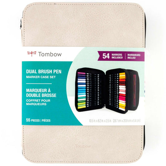 TOMBOW - 54PC Dual Brush Pen Art Marker Set in Marker Storage Case (Estuche con marcadores 54 piezas de Dual Brush Incluídos)