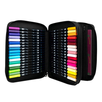 TOMBOW - 54PC Dual Brush Pen Art Marker Set in Marker Storage Case (Estuche con marcadores 54 piezas de Dual Brush Incluídos)