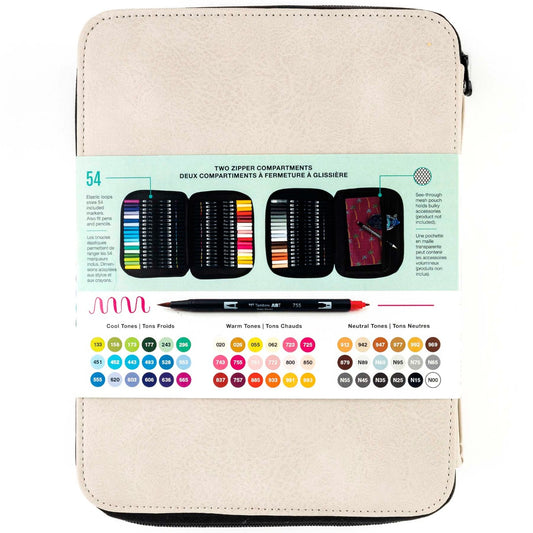 TOMBOW - 54PC Dual Brush Pen Art Marker Set in Marker Storage Case (Estuche con marcadores 54 piezas de Dual Brush Incluídos)