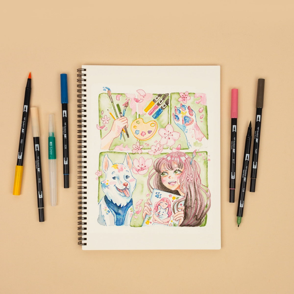 TOMBOW - Dual Brush Pen - MANGA SET - FLOWER