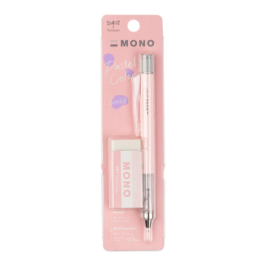 TOMBOW - MONO Graph Mechanical Pencil + Eraser Set - CORAL PINK