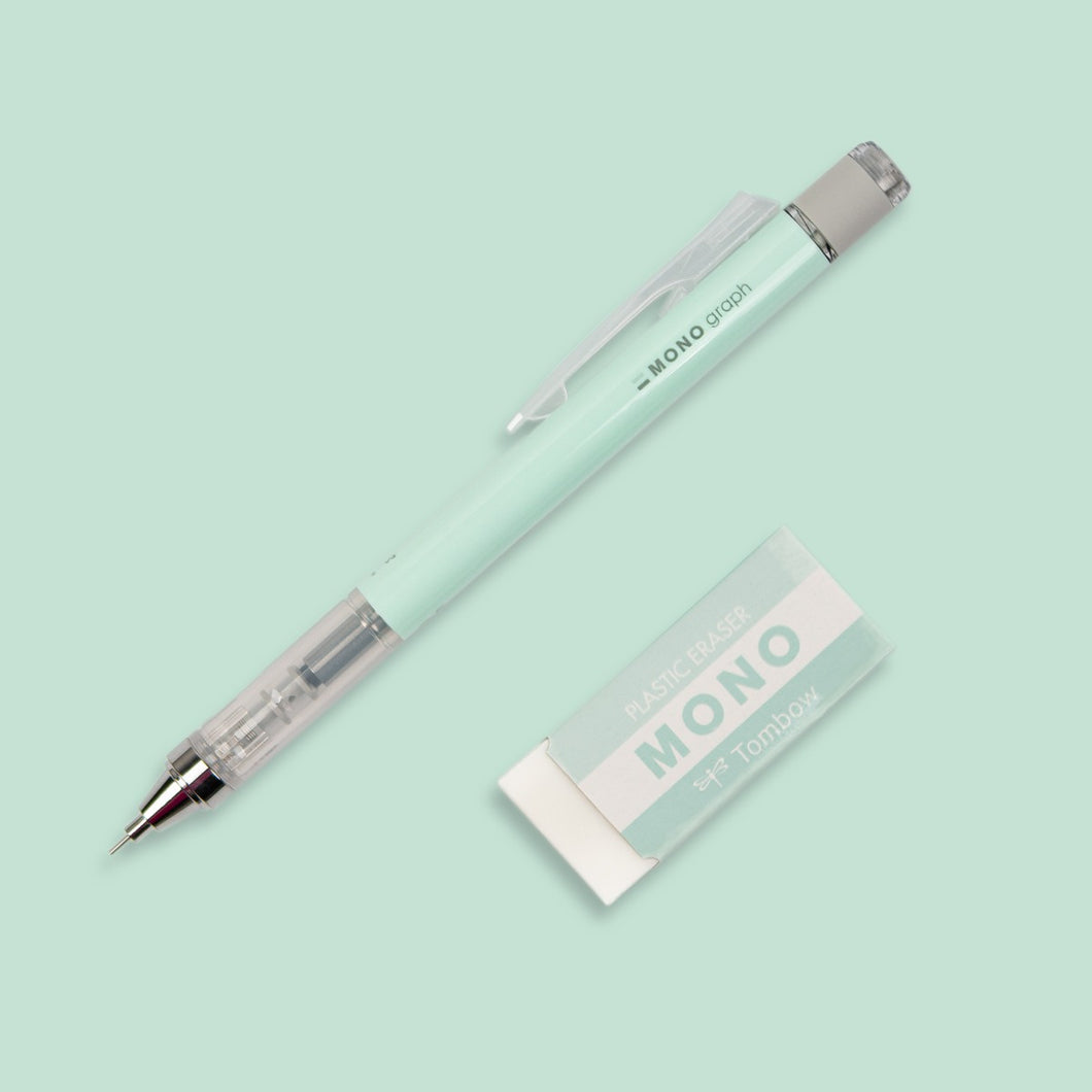 TOMBOW - MONO Graph Mechanical Pencil + Eraser Set - MINT GREEN