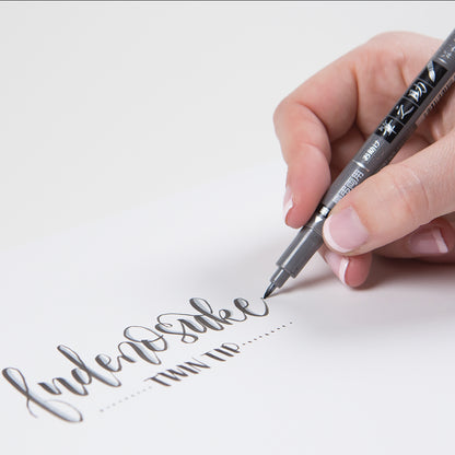 FUDENOSUKE Brush Pen - Doble Punta - Negro/Gris