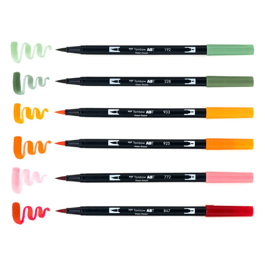 TOMBOW - Dual Brush Pen Set de 6 - Pumpkin Spices