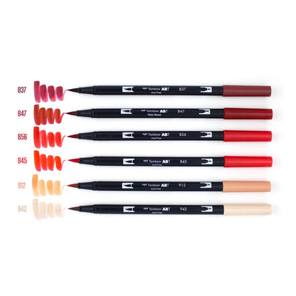 TOMBOW - Dual Brush Pen Set de 6 - Red Blendables