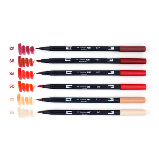 TOMBOW - Dual Brush Pen Set de 6 - Red Blendables