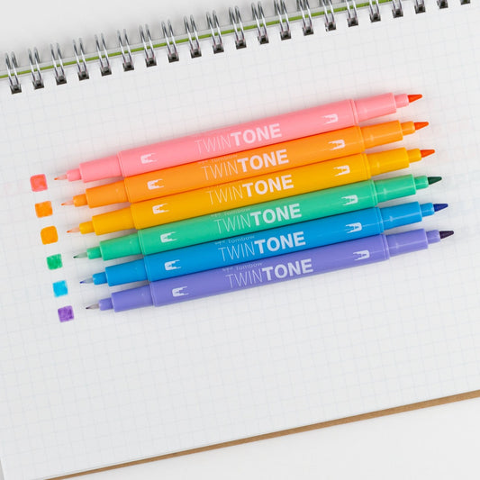TWINTONE Marker - Marcadores Set de 6 - Pastel