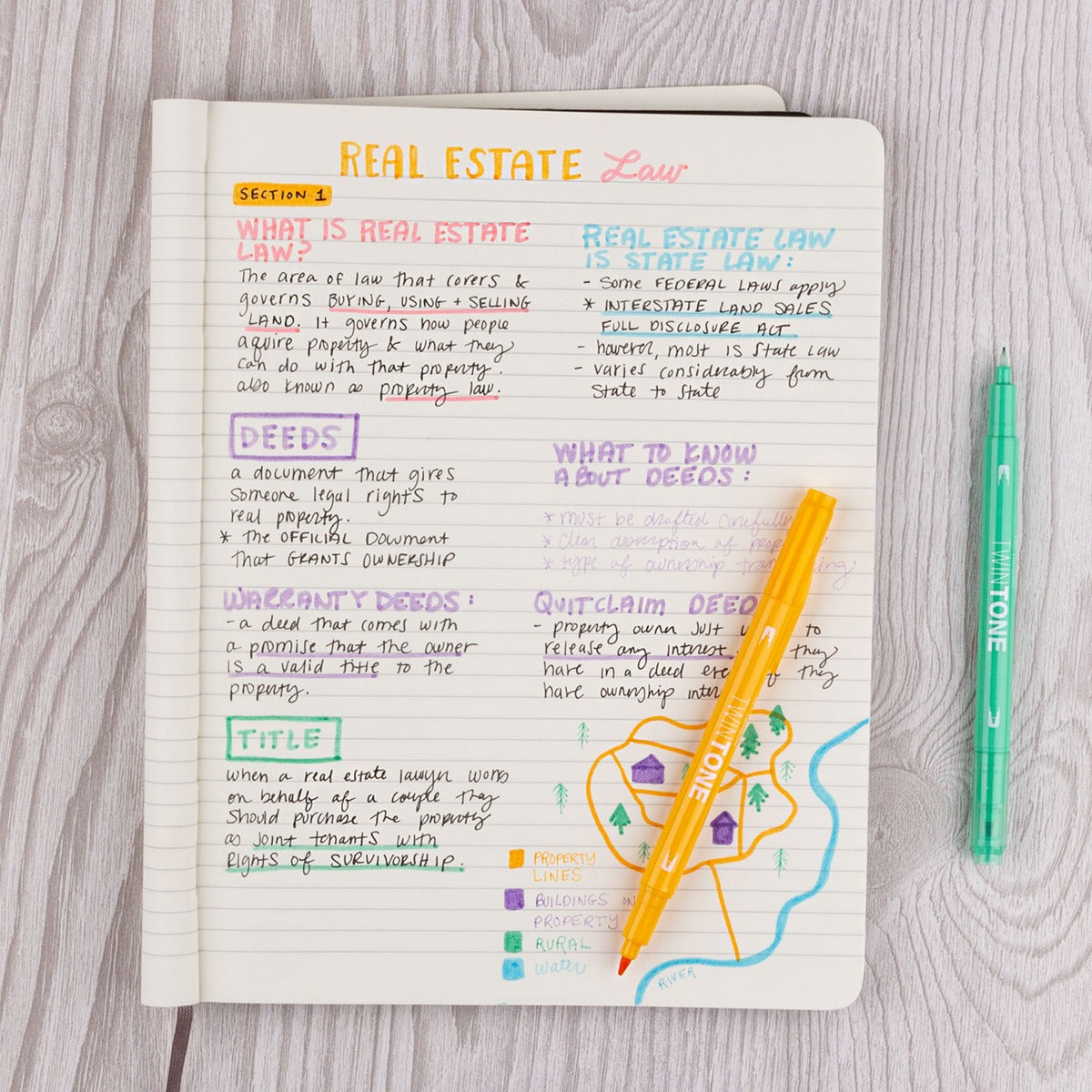 TWINTONE Marker - Marcadores Set de 6 - Pastel