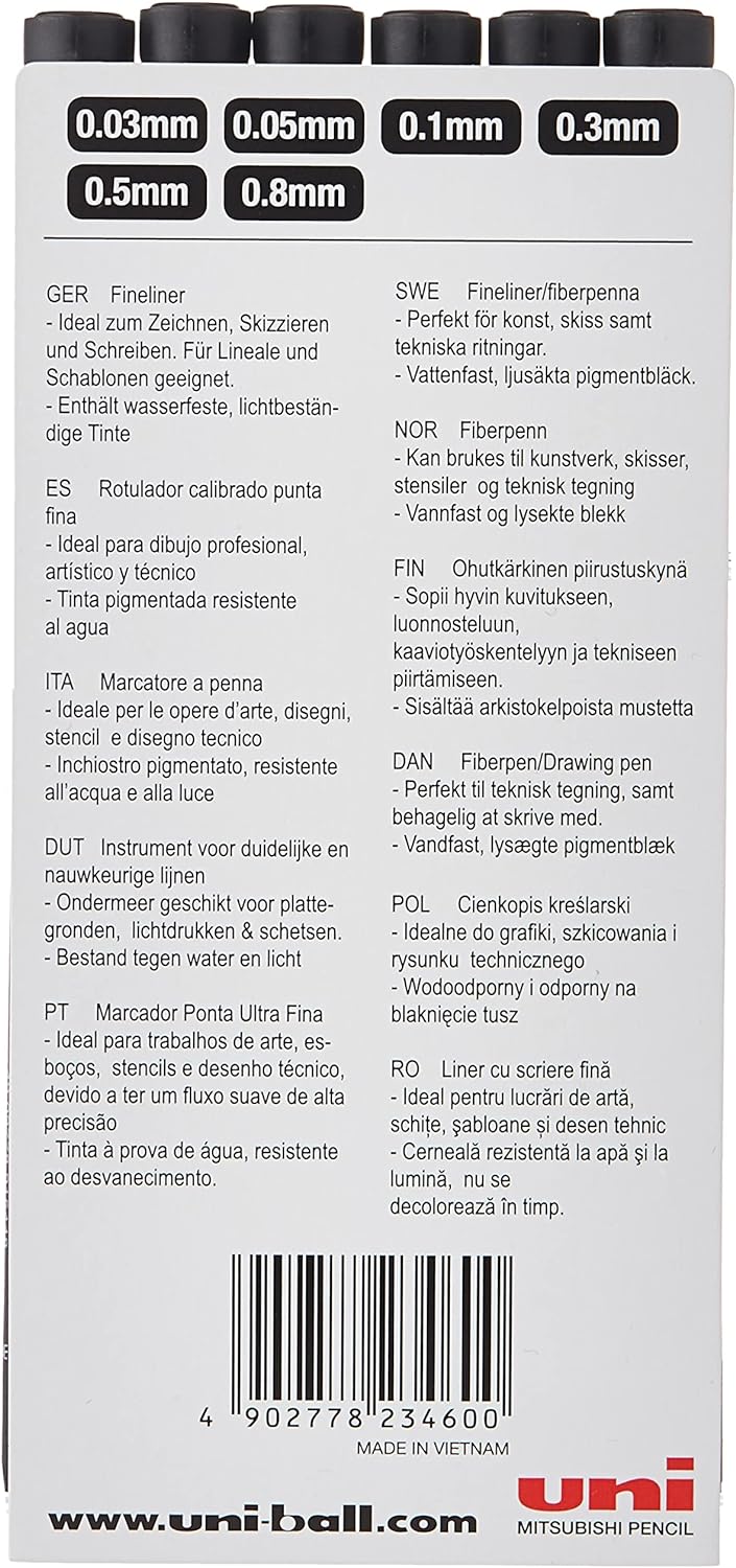 UNI PIN - Fineliner Sets - All Black