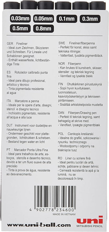 UNI PIN - Fineliner Sets - All Black
