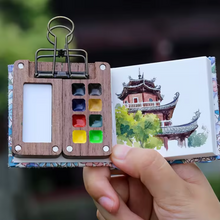 Cargar imagen en el visor de la galería, WOOD PALETTE - Paleta de Madera para  Acuarela Portatil
