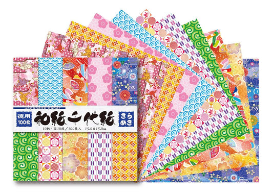 Origami Washi Chiyogami - 100 hojas - 15cm x 15cm