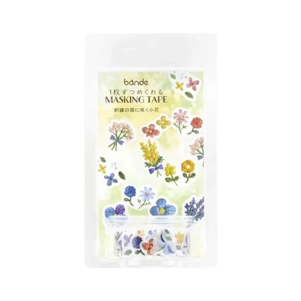 Bande Masking Tape  Small Flowers Blooming in Embroidered Forest